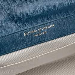Aspinal Of London Blue Leather And Croc Embossed Leather Lottie Shoulder Bag