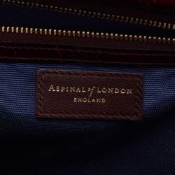Aspinal Of London Burgundy Croc Embossed Leather Trunk Top Handle Bag
