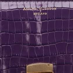 Aspinal Of London Purple Croc Embossed Leather Mayfair Top Handle Bag