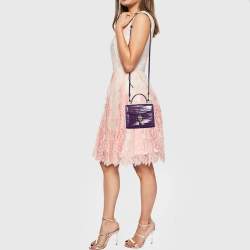 Aspinal Of London Purple Croc Embossed Leather Mayfair Top Handle Bag