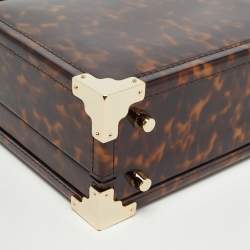 Aspinal Of London Brown Tortoise Patent Leather Trunk Top Handle Bag