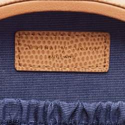 Aspinal Of London Off White/Brown Croc Embossed Leather Hat Box Bag