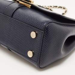 Aspinal Of London Blue Snakeskin Embossed Leather Small Lottie Shoulder Bag