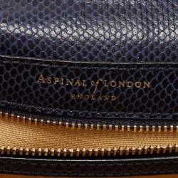 Aspinal Of London Blue Snakeskin Embossed Leather Small Lottie Shoulder Bag