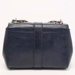Aspinal Of London Blue Snakeskin Embossed Leather Small Lottie Shoulder Bag