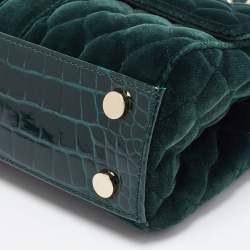 Aspinal Of London Green Quilted Velvet Small Lottie Shoulder Bag