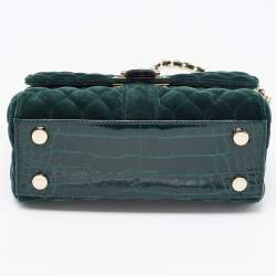 Aspinal Of London Green Quilted Velvet Small Lottie Shoulder Bag