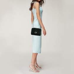 Aspinal Of London Green Quilted Velvet Small Lottie Shoulder Bag