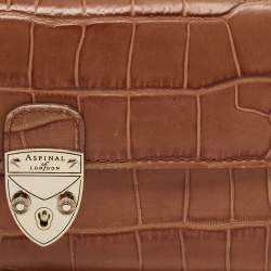 Aspinal Of London Brown Croc Embossed Leather Mayfair Continental Wallet 