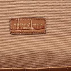 Aspinal Of London Brown Croc Embossed Leather Mayfair Continental Wallet 