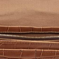Aspinal Of London Brown Croc Embossed Leather Mayfair Continental Wallet 