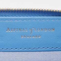 Aspinal Of London Light Blue Leather Zip Around Compact Wallet