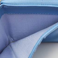 Aspinal Of London Light Blue Leather Zip Around Compact Wallet