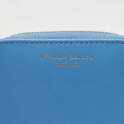 Aspinal Of London Light Blue Leather Zip Around Compact Wallet