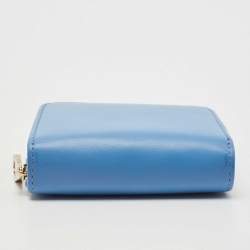 Aspinal Of London Light Blue Leather Zip Around Compact Wallet