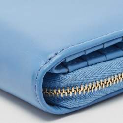 Aspinal Of London Light Blue Leather Zip Around Compact Wallet