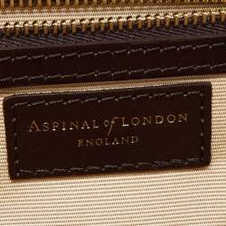 Aspinal Of London Brown Croc Embossed Leather Trunk Top Handle Bag