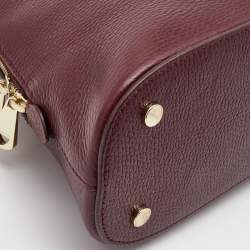 Pre Owned Aspinal Of London Burgundy Leather Holly Top Handle Bag