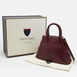 Pre Owned Aspinal Of London Burgundy Leather Holly Top Handle Bag