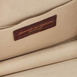 Pre Owned Aspinal Of London Burgundy Croc Embossed Leather Chain Clutch