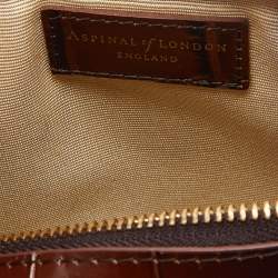 Aspinal Of London Brown Croc Embossed Leather Soho Clutch