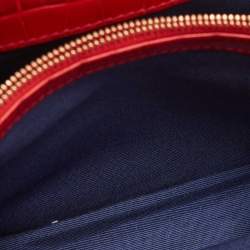 Aspinal of London Red Croc Embossed Leather Small Mayfair Top Handle Bag