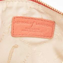 Pre Owned Aspinal Of London Peach Nubuck Leather Zip Pouch