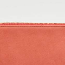 Pre Owned Aspinal Of London Peach Nubuck Leather Zip Pouch