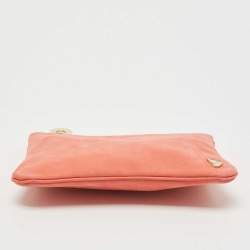 Pre Owned Aspinal Of London Peach Nubuck Leather Zip Pouch