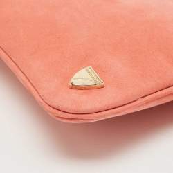 Pre Owned Aspinal Of London Peach Nubuck Leather Zip Pouch