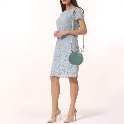 Aspinal Of London Green Croc Embossed Leather Hat Box Top Handle Bag