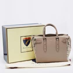 Aspinal Of London Beige Python Embossed and Leather Large Marylebone Tech Tote