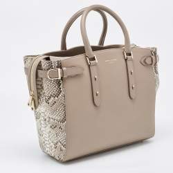 Aspinal Of London Beige Python Embossed and Leather Large Marylebone Tech Tote