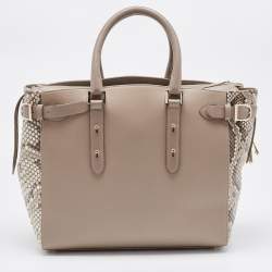Aspinal Of London Beige Python Embossed and Leather Large Marylebone Tech Tote