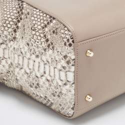 Aspinal Of London Beige Python Embossed and Leather Large Marylebone Tech Tote