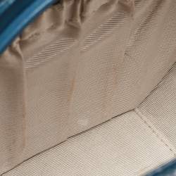 Aspinal Of London Teal Blue Croc Embossed Leather Hat Box Shoulder Bag