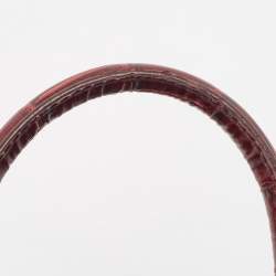 Pre Owned Aspinal Of London Burgundy Croc Embossed Leather Small Florence Snap Tote