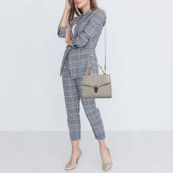 Aspinal Of London Grey Croc Embossed Leather Mayfair Top Handle Bag