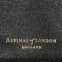 Pre Owned Aspinal Of London Black Leather Zip Around Wristlet Wallet