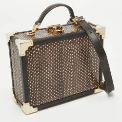 Aspinal Of London Dark Brown Watersnake Leather Trunk Top Handle Bag