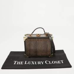 Aspinal Of London Dark Brown Watersnake Leather Trunk Top Handle Bag