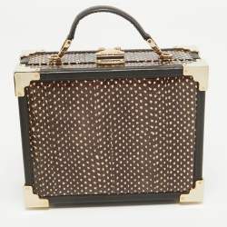 Aspinal Of London Dark Brown Watersnake Leather Trunk Top Handle Bag