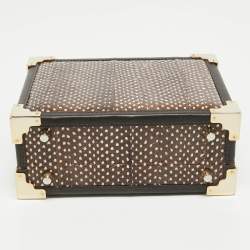 Aspinal Of London Dark Brown Watersnake Leather Trunk Top Handle Bag
