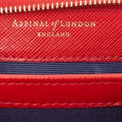Aspinal Of London Red Leather Zip Around Compact Wallet