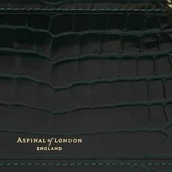 Aspinal of London Green Croc Emboosed Patent Leather Trinket Top Handle Bag 