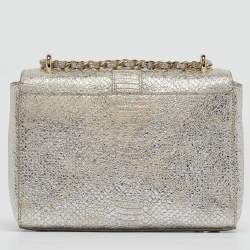 Aspinal Of London Silver Python Embossed Leather Small Lottie Shoulder Bag