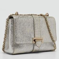 Aspinal Of London Silver Python Embossed Leather Small Lottie Shoulder Bag