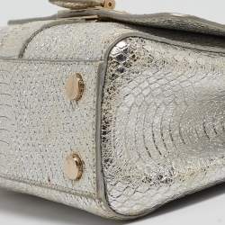 Aspinal Of London Silver Python Embossed Leather Small Lottie Shoulder Bag