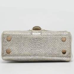 Aspinal Of London Silver Python Embossed Leather Small Lottie Shoulder Bag