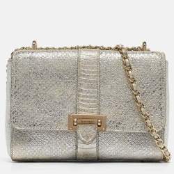 Aspinal Of London Silver Python Embossed Leather Small Lottie Shoulder Bag